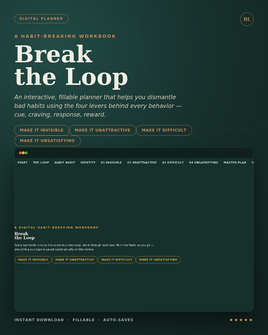 Break the Loop-Digital Habit-Breaking Planner (Interactive, Fillable, Instant Download)