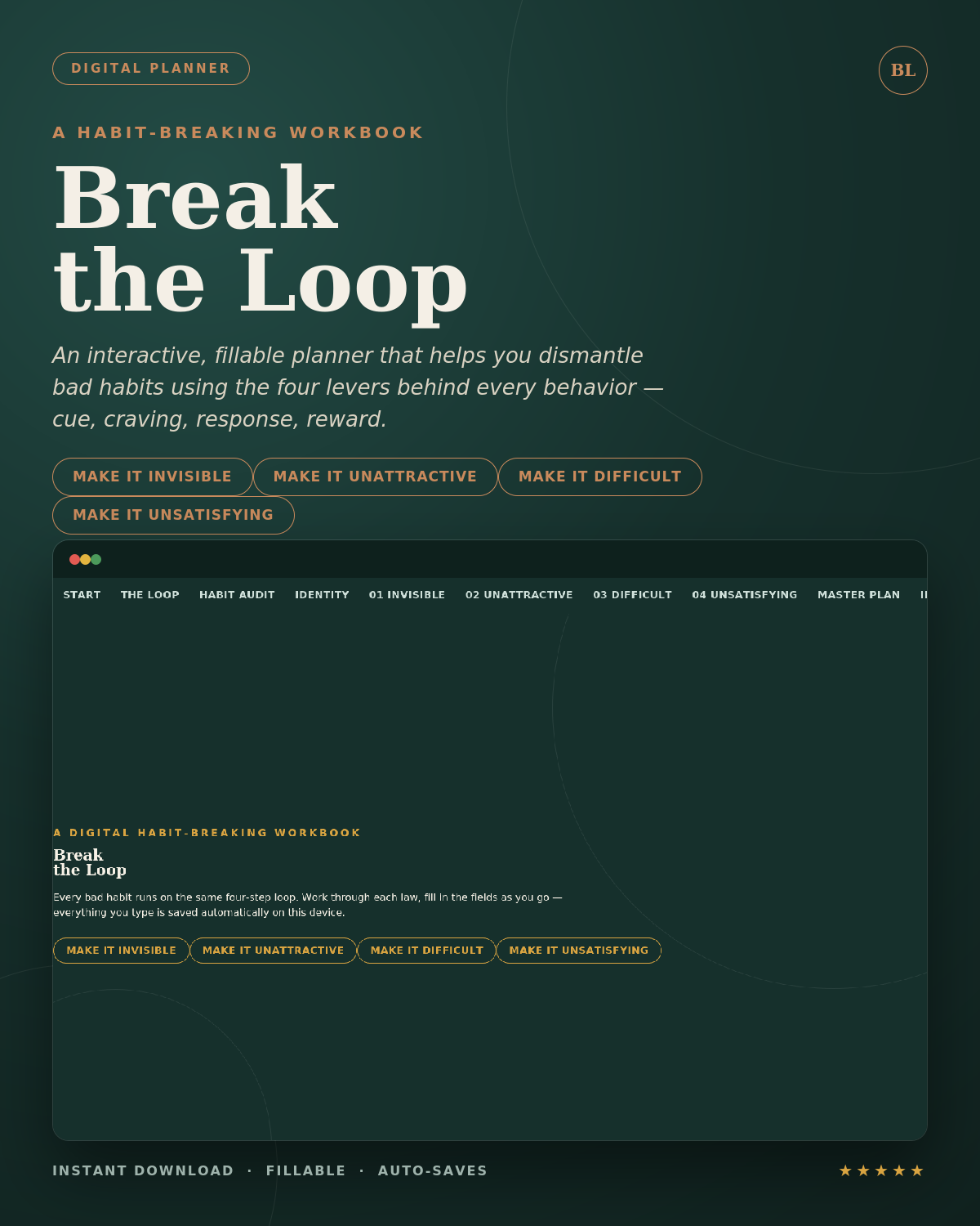 Break the Loop-Digital Habit-Breaking Planner (Interactive, Fillable, Instant Download)